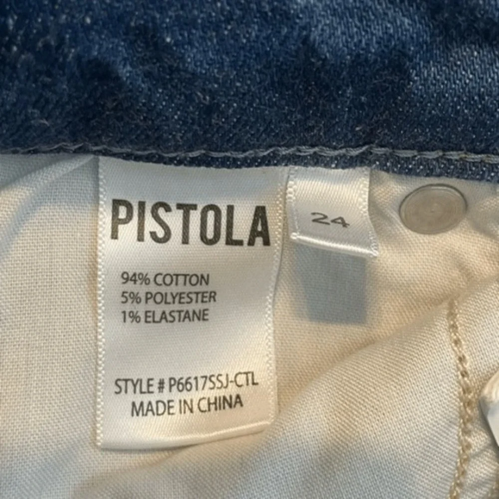 Pistola‎ Aline High Rise Skinny Jeans Catalina Blue Wash Distressed Hem 24